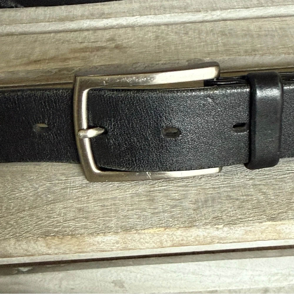 Perry Ellis Portfolio Men's Black Full Grain Cowhide‎ Belt Silver Buckle 44